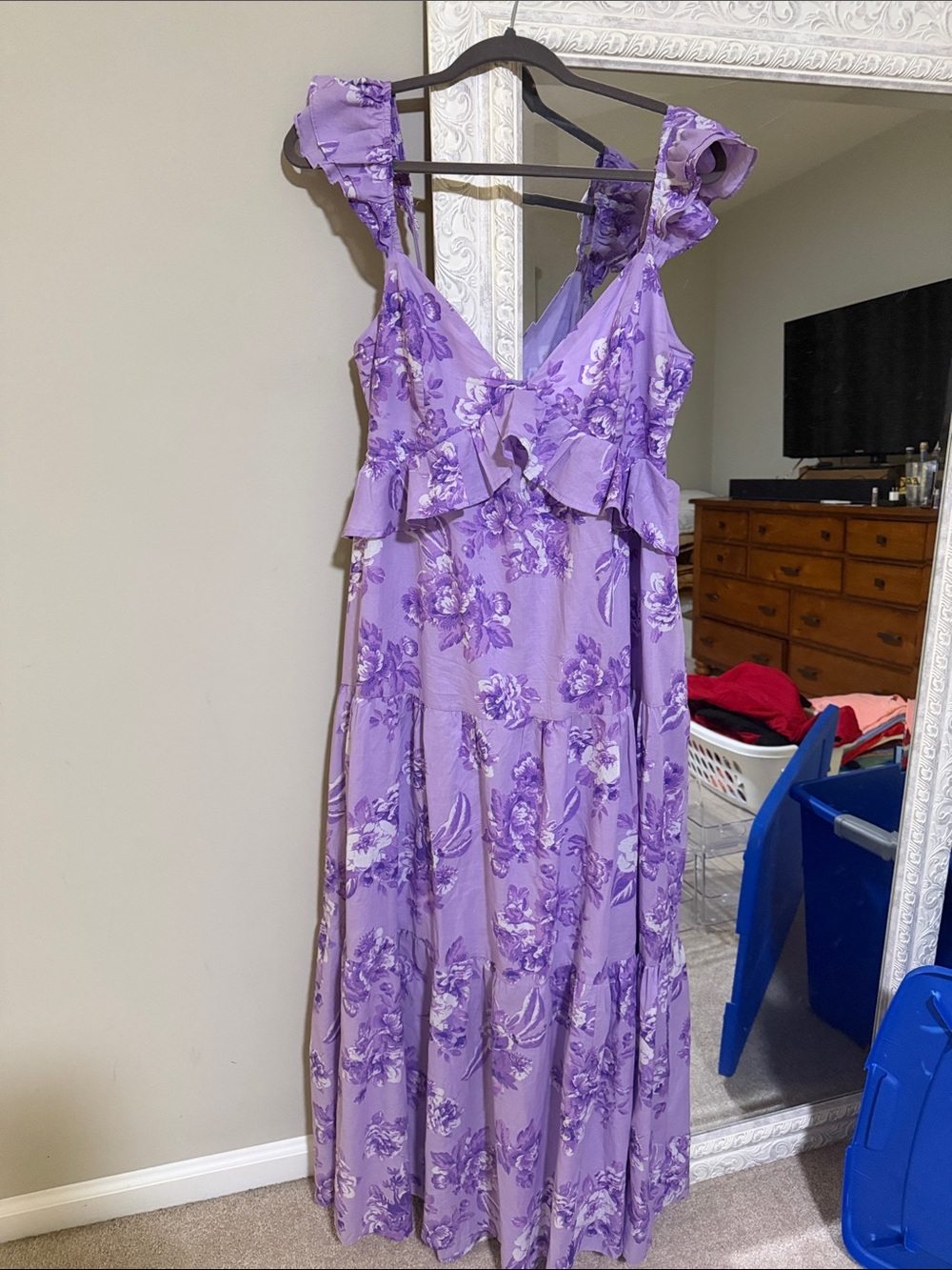 Flying Tomato Lavender Floral Maxi Dress